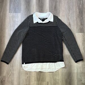 Karl Lagerfeld Black and White Sweater with Collar